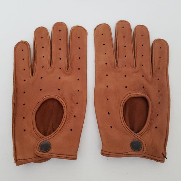 Uknown Deerskin Other - Mens Vintage DEERSKIN Leather Driving Gloves-Size M-Reddish Brown-UNUSED